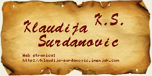 Klaudija Surdanović vizit kartica
